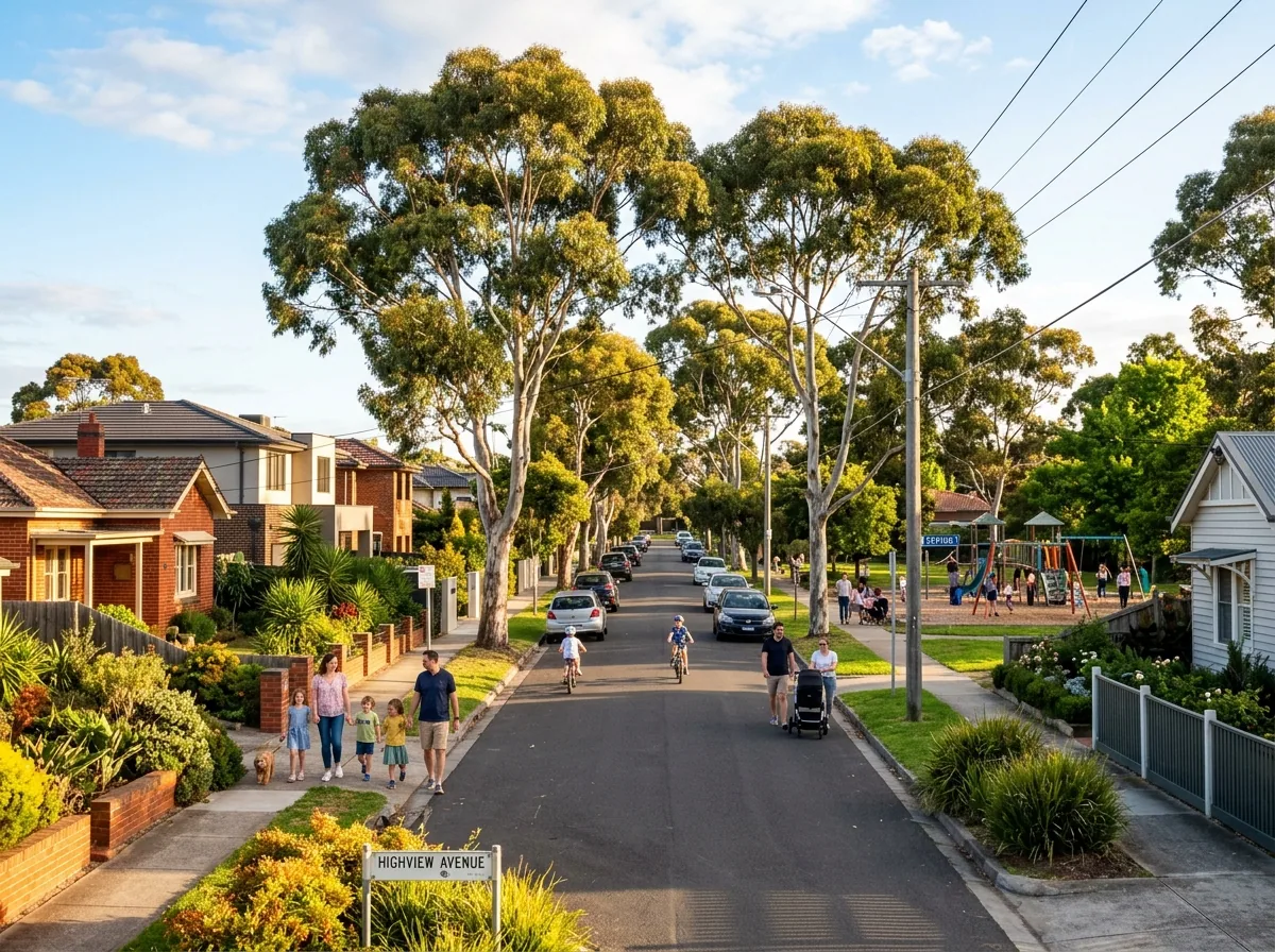 Illustrative neighbourhood artwork for the Epping suburb guide